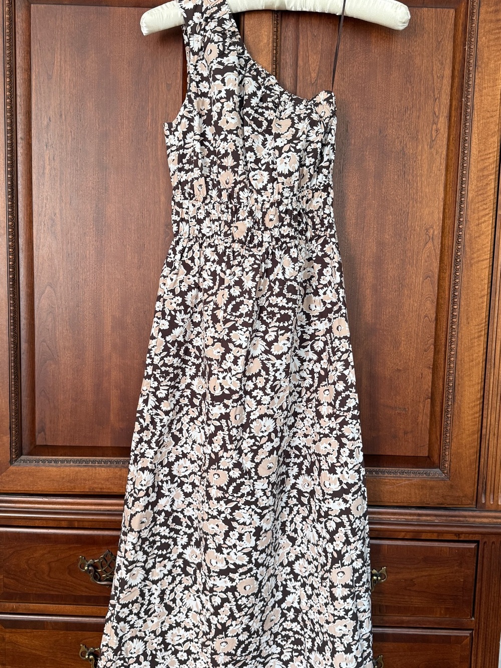 Rails Selani One-Shoulder Floral Maxi Dress in Brown and Cream